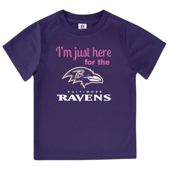 I’m Just Here For The Baltimore Ravens Gerber Short Sleeve Youth T-Shirt NEW - Picture 1 of 4